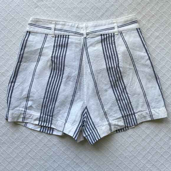 Polo Ralph Lauren Women's Linen Shorts Cream Navy Stripe High Rise Tailored 8 - Picture 7 of 10